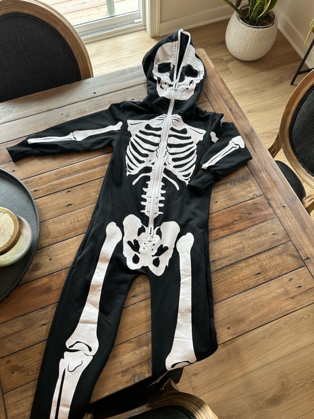 Tipsy Elves Black and White Skeleton Kids Costume Hooded Jumpsuit